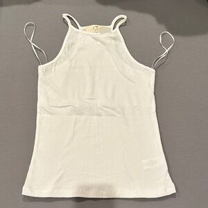 Elegant White Ribbed Tank Top